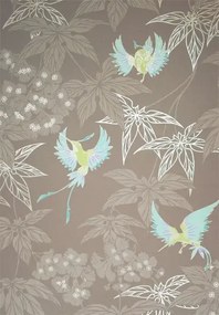 Osborne & Little Carta da parati Grove Garden - Chocolate/ Kiwi-blue