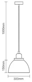 Lampadario a sospensione con filo 1xE27/60W/230V diametro 30 cm