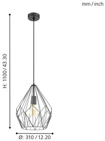 Eglo 49257 - Lampadario CARLTON 1xE27/60W/230V