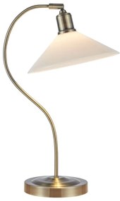 Lampada da tavolo bianca e color ottone con paralume in vetro (altezza totale 49 cm) Vela – Markslöjd