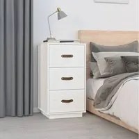 Comodino Bianco 40x40x75 cm in Legno Massello di Pino cod mxl 30461