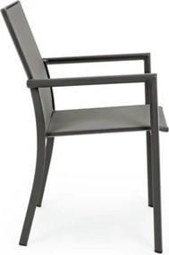 Set 4 Sedie Da Esterno Antracite In Alluminio E Textilene Con Braccioli Konnor Bizzotto