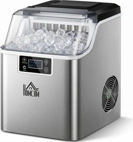 Macchina del Ghiaccio 3,2 Litri 24 Cubetti 299W in Acciaio Argento...