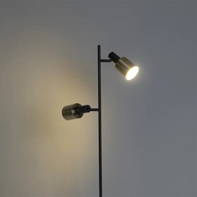 Lampada da terra di design nera con oro 2 luci - Stijn