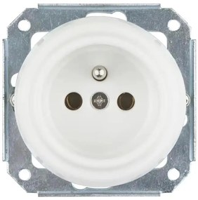 Bohemia-Design - Presa elettrica domestica in porcellana stile retrò senza cornice 250V/16A bianca