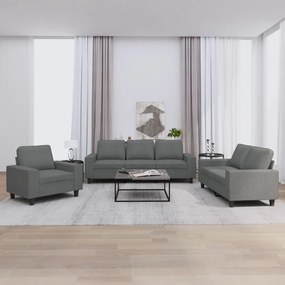 Set Di Divani 3 Pz Grigio Scuro İn Tessuto /