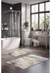 Set di tappetini per il bagno grigi/beige 2 pz 60x100 cm – Foutastic