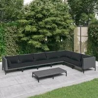 Set Divani Giardino 8 pz con Cuscini in Polyrattan Grigio Scuro 3099845