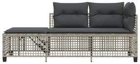 Divani da giardino ad angolo 3 pz cuscini grigio in polyrattan