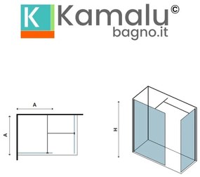 Kamalu - box doccia walk in nero due lati 70x70cm | kw2000b