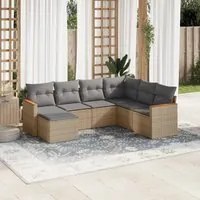 Set Divani da Giardino 7 pz con Cuscini Beige in Polyrattancod mxl 88442