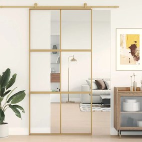 Porta Scorrevole Oro 102,5x205 Vetro Trasparente Esg Alluminio /
