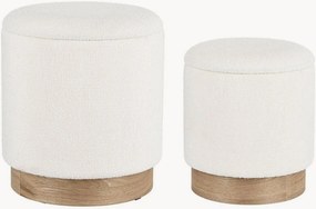 Set di 2 pouf imbottiti in bouclé con vano contenitore Zoya
