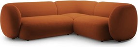 Divano angolare color terracotta (con penisola a destra/a L) con rivestimento in velluto Kate – Micadoni