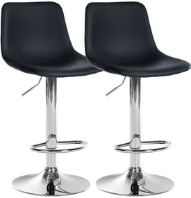 Sgabelli Bar Divo İn Ecopelle - Set Da 2 / Schwarz / Metall İn Chromoptik