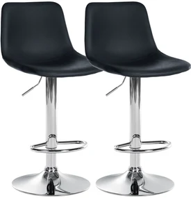 Sgabelli Bar Divo İn Ecopelle - Set Da 2 / Schwarz / Metall İn Chromoptik