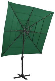 Ombrellone A Sbalzo 4 Livelli Palo Alluminio 250x250 Cm Verde /
