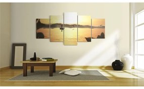 Quadro Tramonto al lago  Colore Marrone, Dimensioni e Misure 100x50