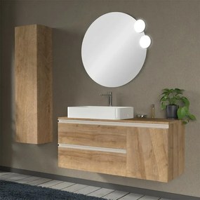 Mobile bagno sospeso 120 cm rovere miele con anta e cassetti Master