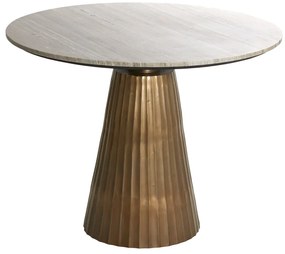 Tavolo da pranzo rotondo in bronzo e colore naturale con piano in marmo ø 100 cm Rianne - Light &amp; Living