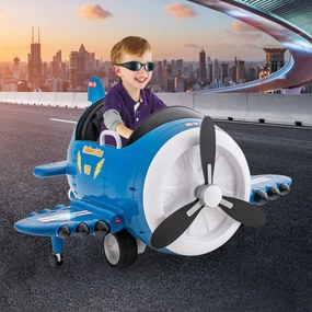 Costway Auto giocattolo elettrica a forma di aereo per bambini, Aeroplano con joysticks e telecomando alare pieghevole 2 Colori