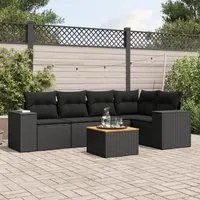 Set Divano da Giardino 6 pz con Cuscini Nero in Polyrattancod mxl 112116