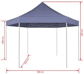 Gazebo Pieghevole Esagonale Pop-Up Blu Scuro 3,6x3,1 m