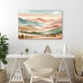 Quadro su tela – Paesaggio pastello con montagne