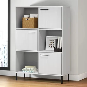 Libreria gambe metallo bianco 90x35x128,5cm legno massello oslo