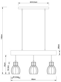 Globo 15326-3NB - Lampadario su filo MINA 3xE27/60W/230V