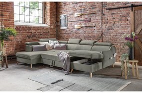 Divano letto angolare in velluto grigio chiaro a "U" (angolo sinistro) Sweet Harmony - Miuform