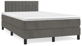 Letto A Molle Materasso E Led Grigio Scuro 120x190cm İn Velluto /