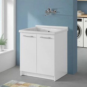 Mobile lavatoio 75x61 cm a due ante con vasca in ceramica Revine