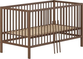 Lettino marrone in faggio massiccio con sponde rimovibili/con altezza regolabile 70x140 cm Dino – Vipack