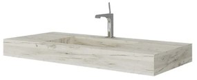 Lavabo integrale da appendere bacino al centro rettangolare IDEEA L 100 x H 12 cm in legno bianco