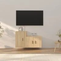 Set di Mobili Porta TV 2 pz Rovere Sonoma in Legno Multistratocod mxl 124685