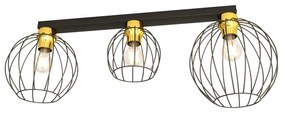Plafoniera Minimal Industrial Geb 3 Luci Lineari Nera E Oro