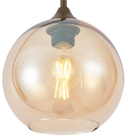 Lampada da terra Art Déco bronzo scuro con vetro ambrato - Sandra