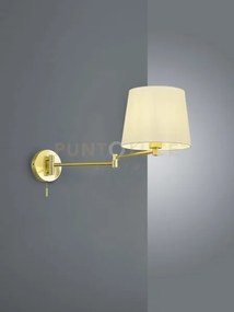 Lyon applique doppio snodo ottone satinato con paralume bianco l. 6...