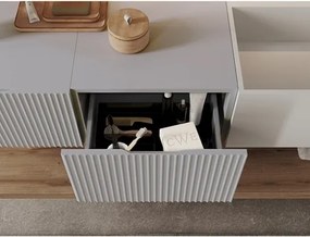 Lavabo 60 cm con due cassetti laterali 40 cm grigi specchio e mensole inferiori Rovere Scuro - Itaca
