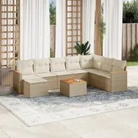 Set Divano da Giardino 9 pz con Cuscini Beige in Polyrattan 3226254