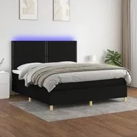 Letto a Molle con Materasso e LED Nero 160x200 cm in Tessuto 3135367