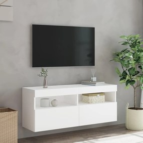 Mobile TV a Parete con Luci LED Bianco 100x30x40 cm