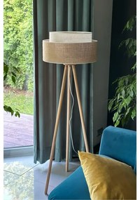 Duolla - Lampada con piedistallo YUTE BOHO 1xE27/15W/230V diametro 45 cm marrone/color crema