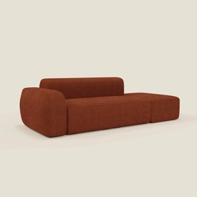 BonBon Divano modulare componibile – Composizione con pouf terminale in tessuto smacchiabile T23 ruggine