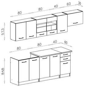 Cucina MARISA 260 cm, rovere sonoma