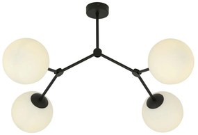 Plafoniera Minimal Iperione Acciaio Nero Bianco 4 Luci E14 Ip20