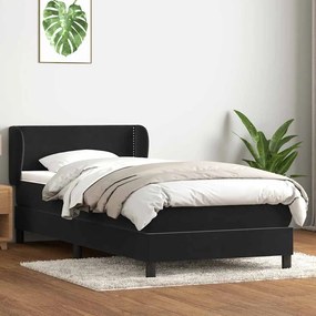 Giroletto A Molle Con Materasso Nero 90x220 Cm İn Velluto /