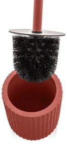 Scopino wc rosso in ceramica soft touch con setole nere Spring