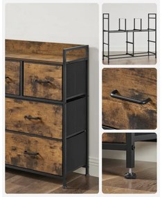 Cassettiera KIRA con cassetti, marrone/nero